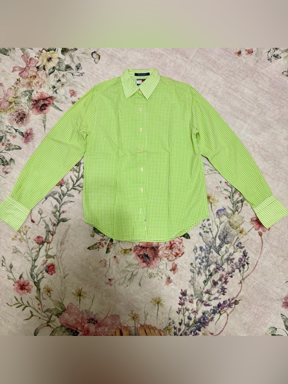 Tommy Hilfiger Green Gingham Button-Down Shirt
